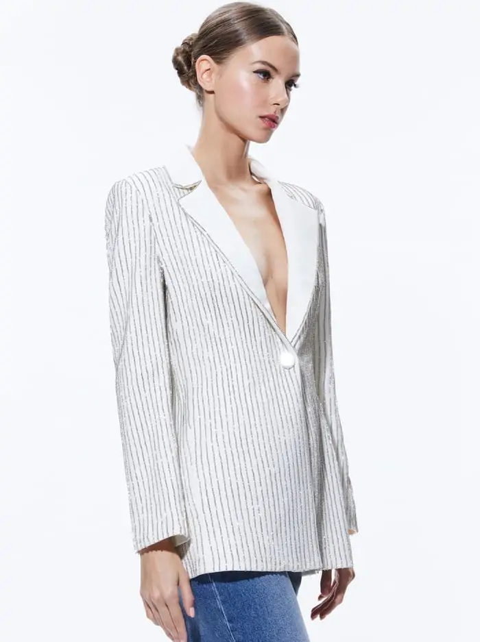 YONA PINSTRIPE EMBELLISHED BLAZER